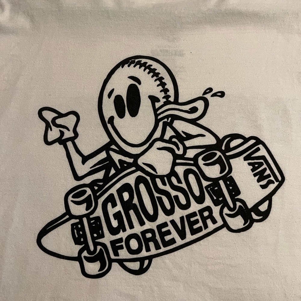 Vans White Long Sleeve Tee with Black Graphic